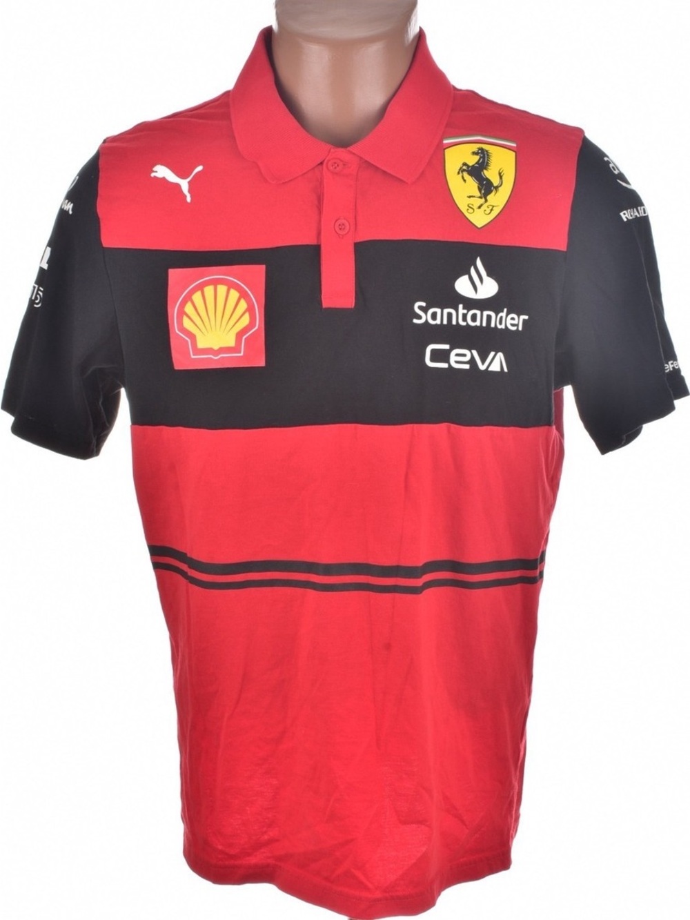 Ferrari Red and Black Racing Polo with Sponsor Logos